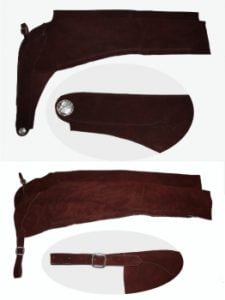 EE Tack western chapsi z resicami iz premium usnja, črni 3