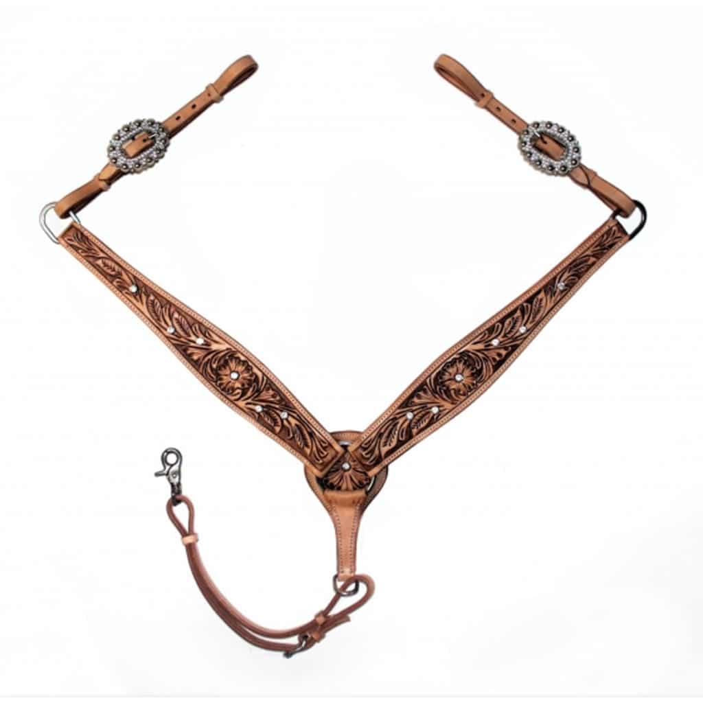 Bandeau De Nez Superposé Pour Cheval Western – Cuir Latigo, Laiton – Taille Moyenne – Neuf